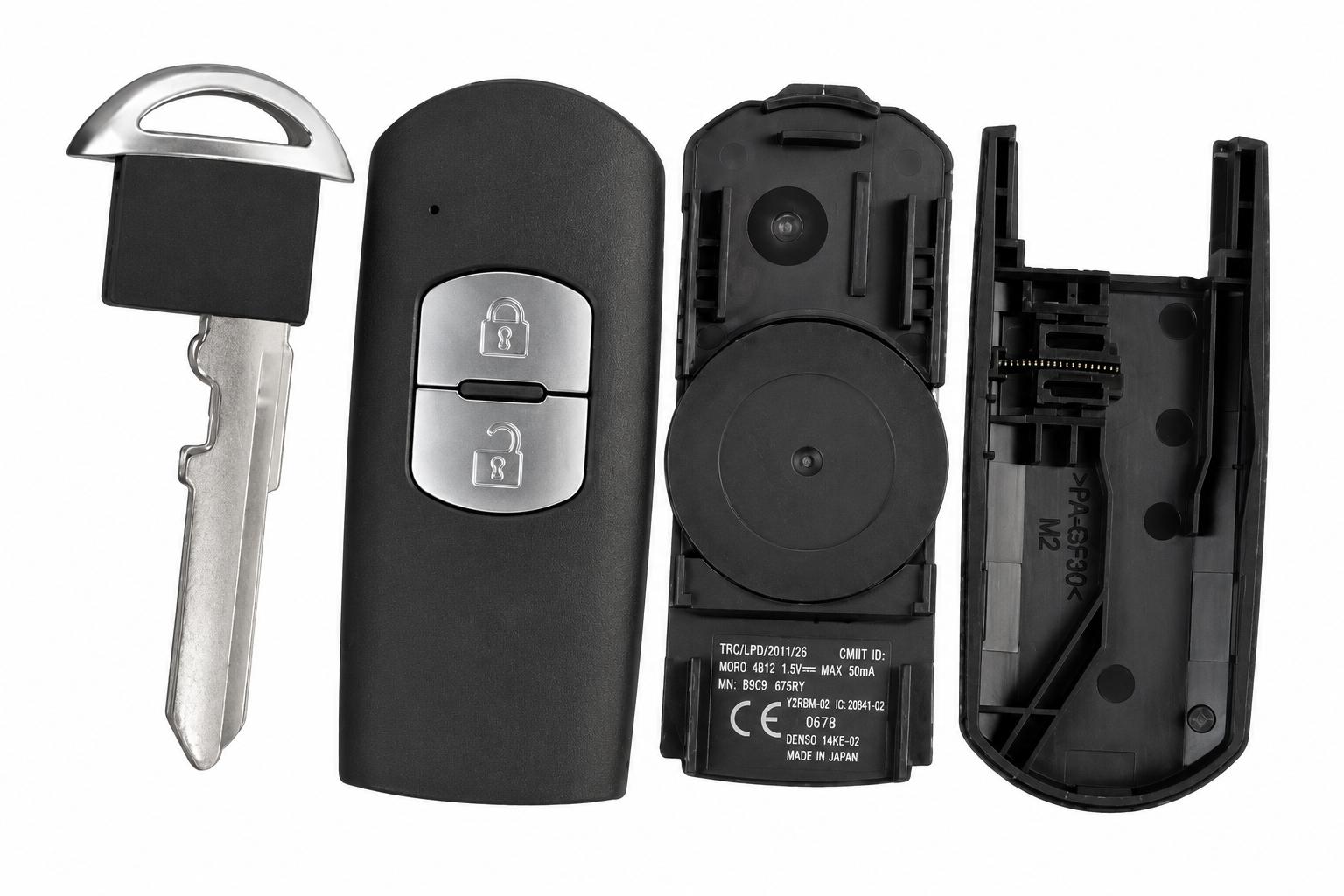 Mazda keyless 2 knapper batteri midten